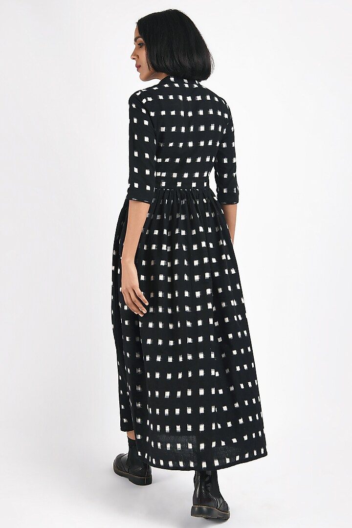Black Printed Handcrafted Wrap Summer Dress by Indigo Dreams at Pernia's Pop Up Shop