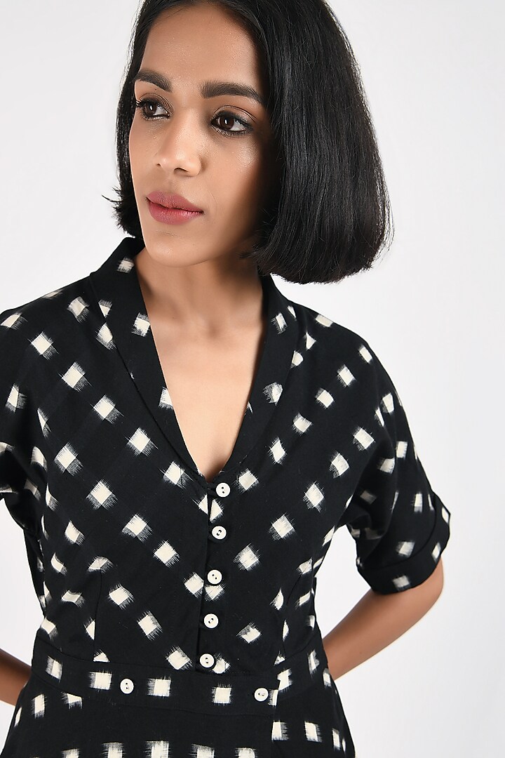 Black Handcrafted Wrap Summer Dress With Print by Indigo Dreams at Pernia's Pop Up Shop
