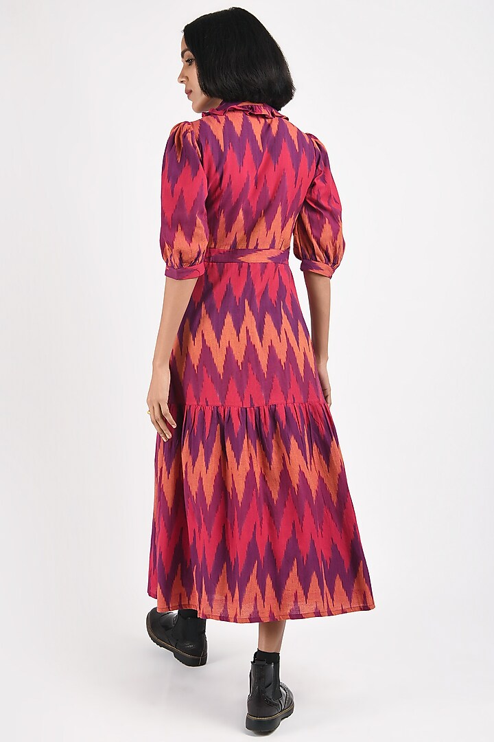 Strawberry Red Printed Handcrafted A-Line Wrap Summer Dress by Indigo Dreams at Pernia's Pop Up Shop