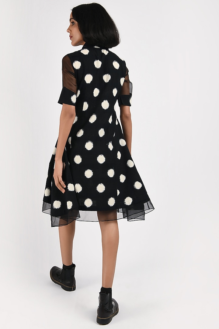 Black Printed Handcrafted Skater Summer Dress by Indigo Dreams at Pernia's Pop Up Shop