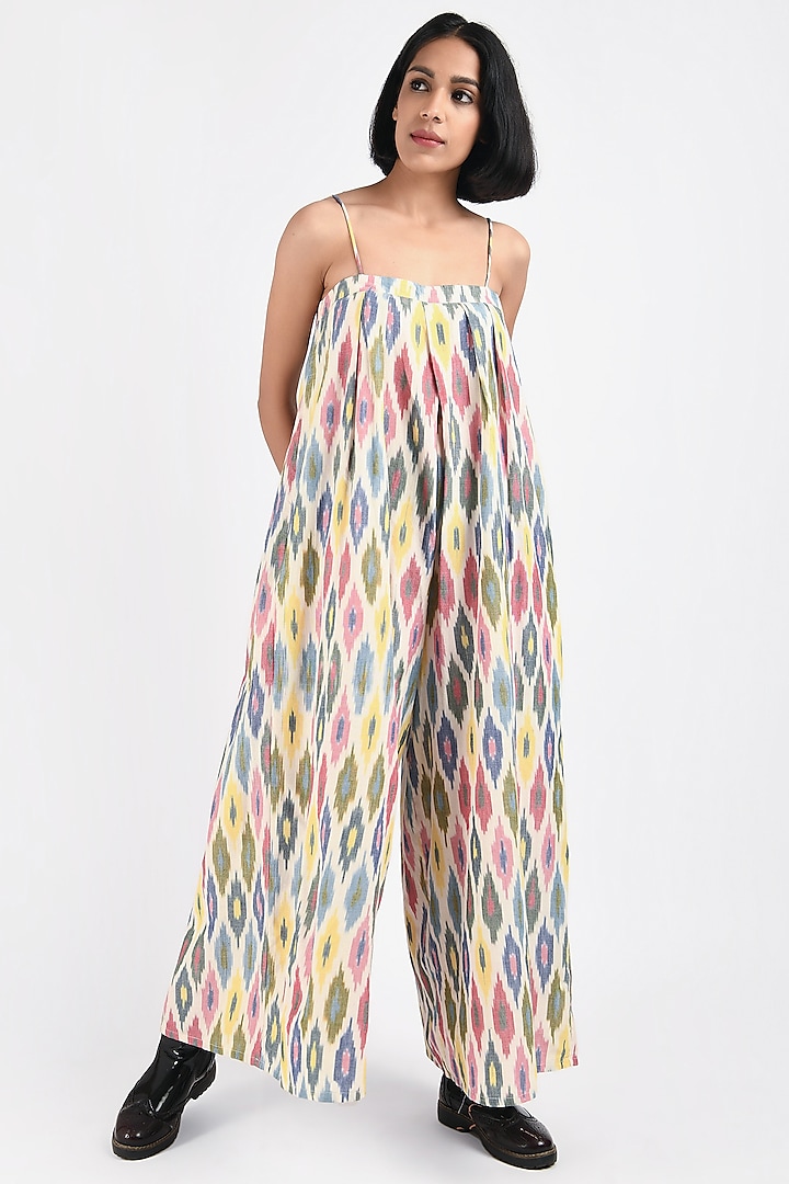Ivory Ikat Jumpsuit With Belt by Indigo Dreams