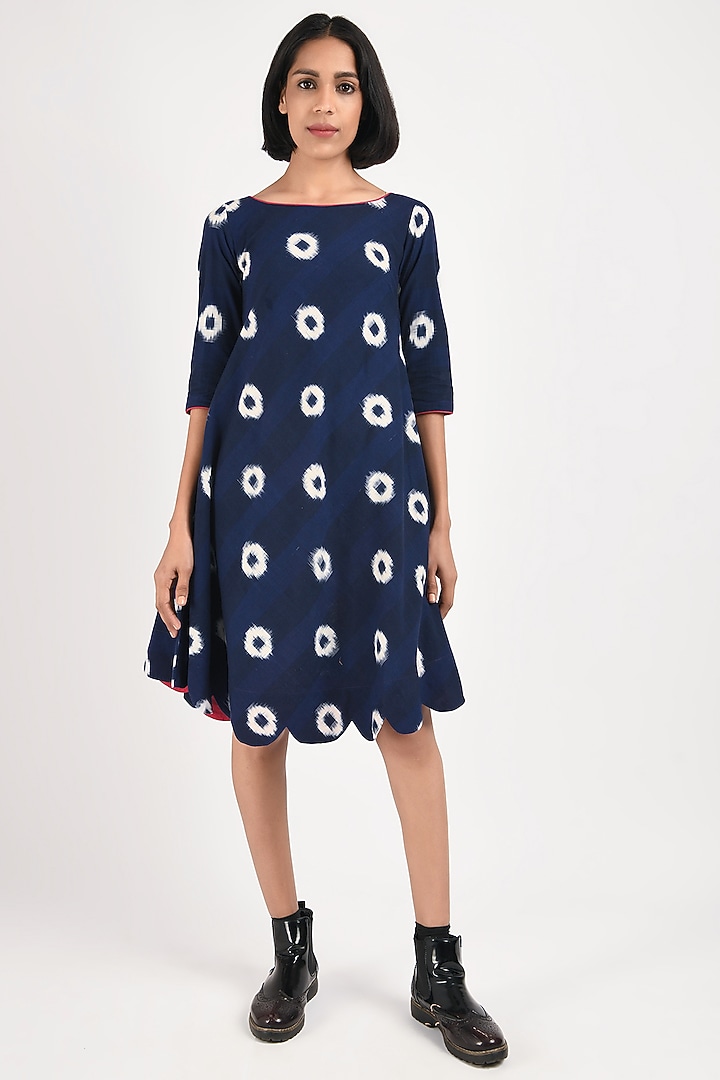 Midnight Blue Handwoven Ikat Summer Dress by Indigo Dreams at Pernia's Pop Up Shop