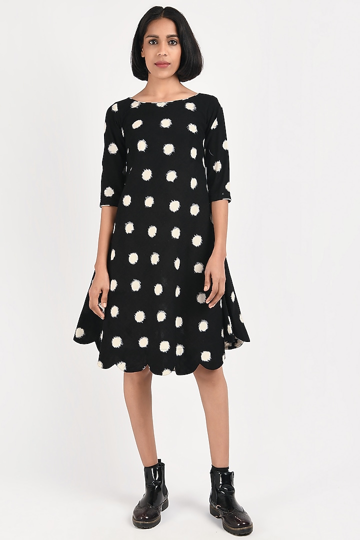 Black Handwoven Ikat Summer Dress by Indigo Dreams at Pernia's Pop Up Shop