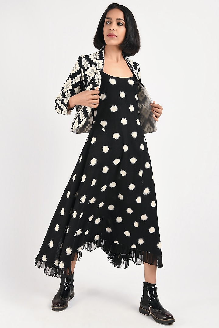 Black Printed Jacket Dress by Indigo Dreams at Pernia's Pop Up Shop