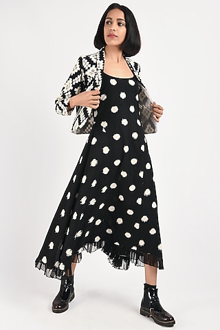 Black Printed Jacket Dress by Indigo Dreams