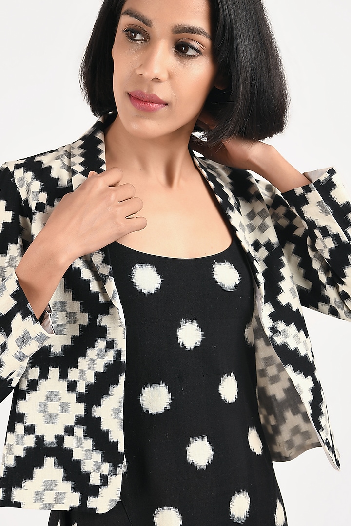 Black Printed Jacket Summer Dress by Indigo Dreams at Pernia's Pop Up Shop