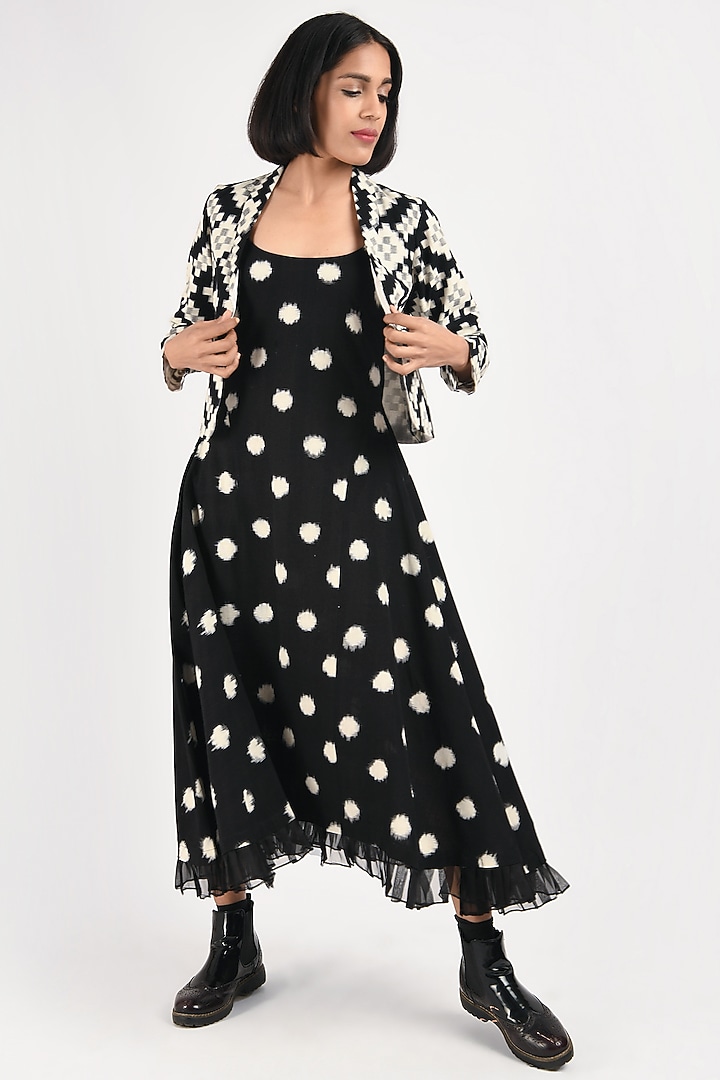 Black Printed Jacket Summer Dress by Indigo Dreams at Pernia's Pop Up Shop