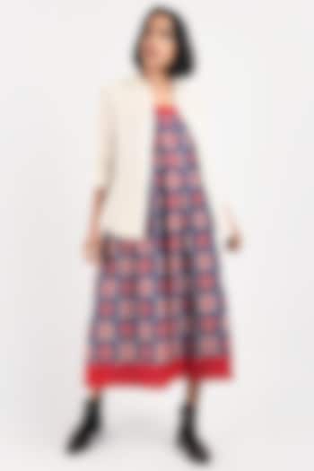 Red Handwoven Ikat Summer Dress With Oversized Shirt by Indigo Dreams at Pernia's Pop Up Shop