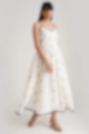 Ivory Handwoven Jamdani Summer Dress by Indigo Dreams at Pernia's Pop Up Shop