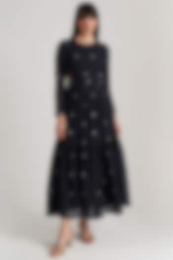 Black Handwoven Jamdani Summer Dress by Indigo Dreams at Pernia's Pop Up Shop