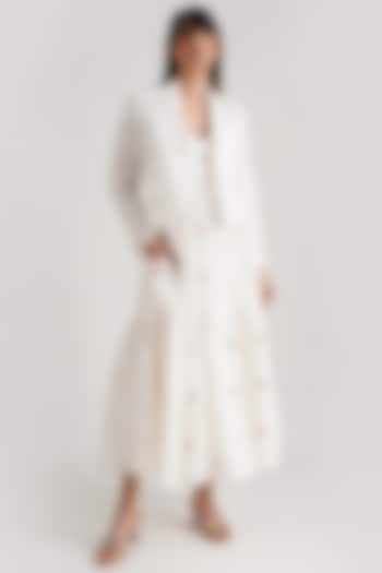Ivory Handwoven Jamdani Jacket Summer Dress by Indigo Dreams at Pernia's Pop Up Shop