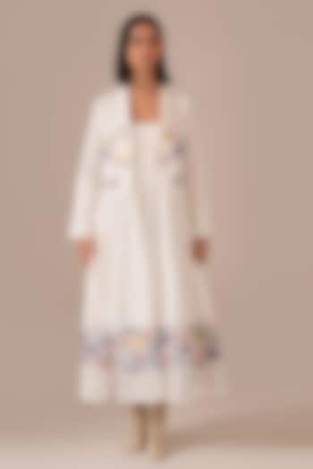 Ivory Cotton Ruched Strappy Jacket Vacation Dress by Indigo Dreams at Pernia's Pop Up Shop
