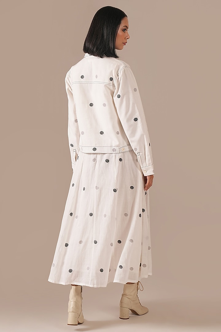 Ivory Handwoven Jamdani Midi Jacket Vacation Dress by Indigo Dreams at Pernia's Pop Up Shop