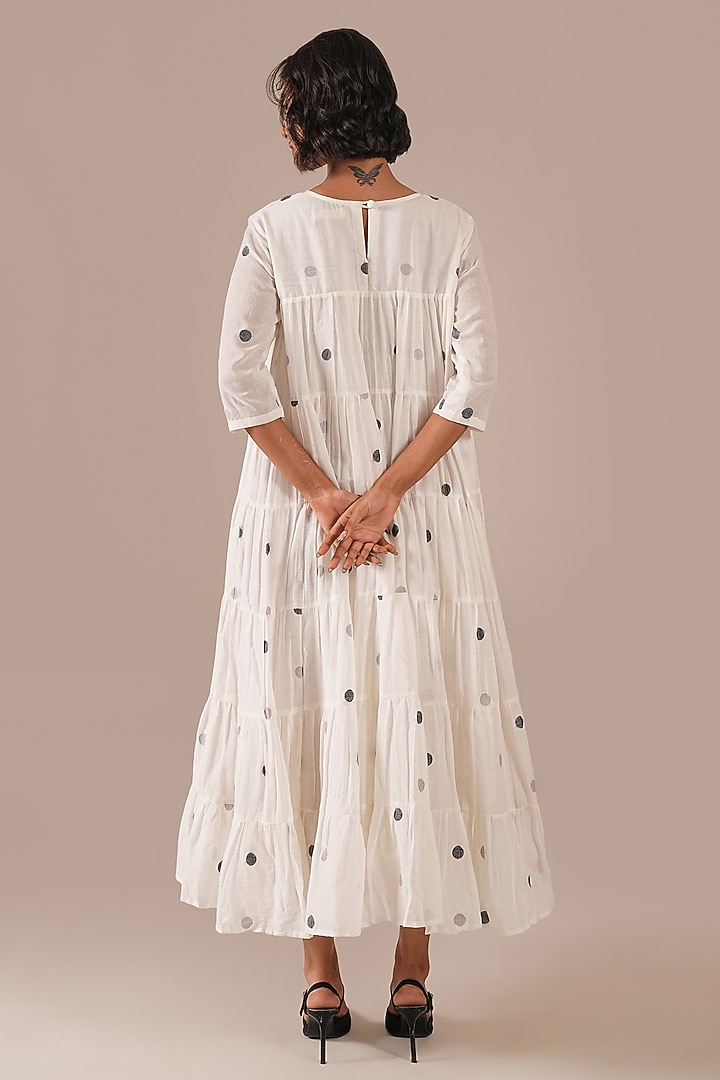 Ivory Cotton V-Neck Gathered Vacation Dress by Indigo Dreams at Pernia's Pop Up Shop