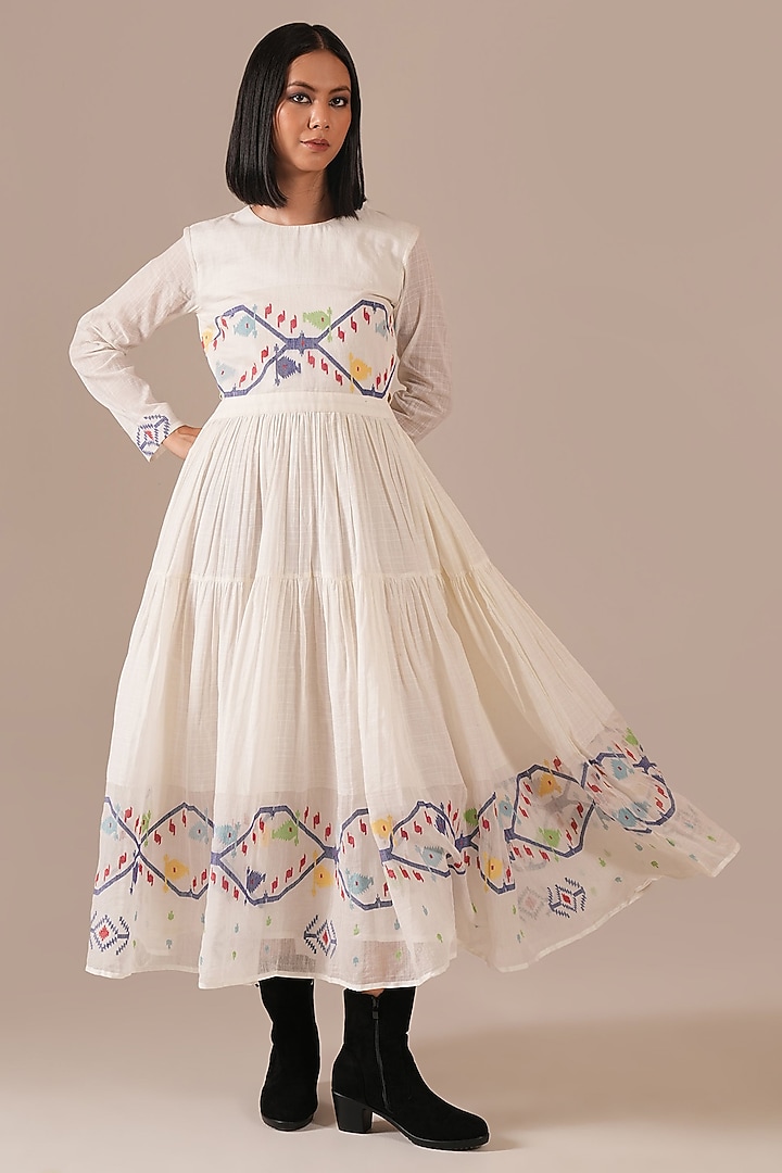 Ivory Cotton Tiered Vacation Dress by Indigo Dreams at Pernia's Pop Up Shop