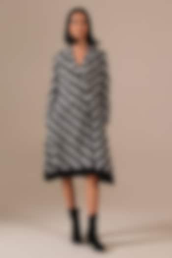 Black Handwoven Jamdani & Cotton Jacket Summer Dress by Indigo Dreams at Pernia's Pop Up Shop