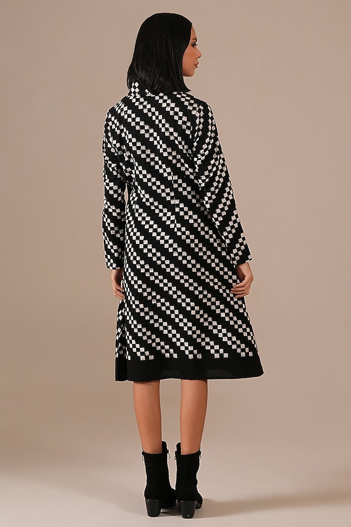 Black Handwoven Jamdani & Cotton Jacket Summer Dress by Indigo Dreams at Pernia's Pop Up Shop