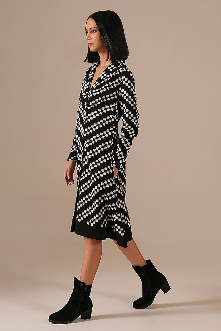 Black Handwoven Jamdani & Cotton Jacket Summer Dress by Indigo Dreams at Pernia's Pop Up Shop