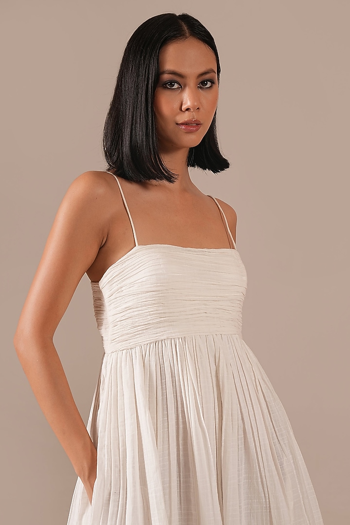 Ivory Cotton Ruched Strappy Vacation Dress by Indigo Dreams at Pernia's Pop Up Shop