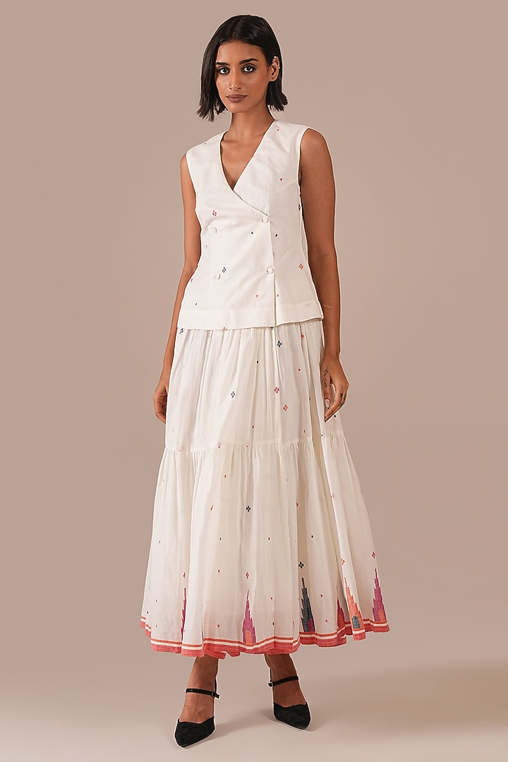Ivory Cotton Double-Breasted Wrap Vacation Dress by Indigo Dreams at Pernia's Pop Up Shop