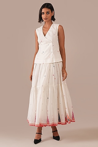 Ivory Cotton Double-Breasted Wrap Dress by Indigo Dreams