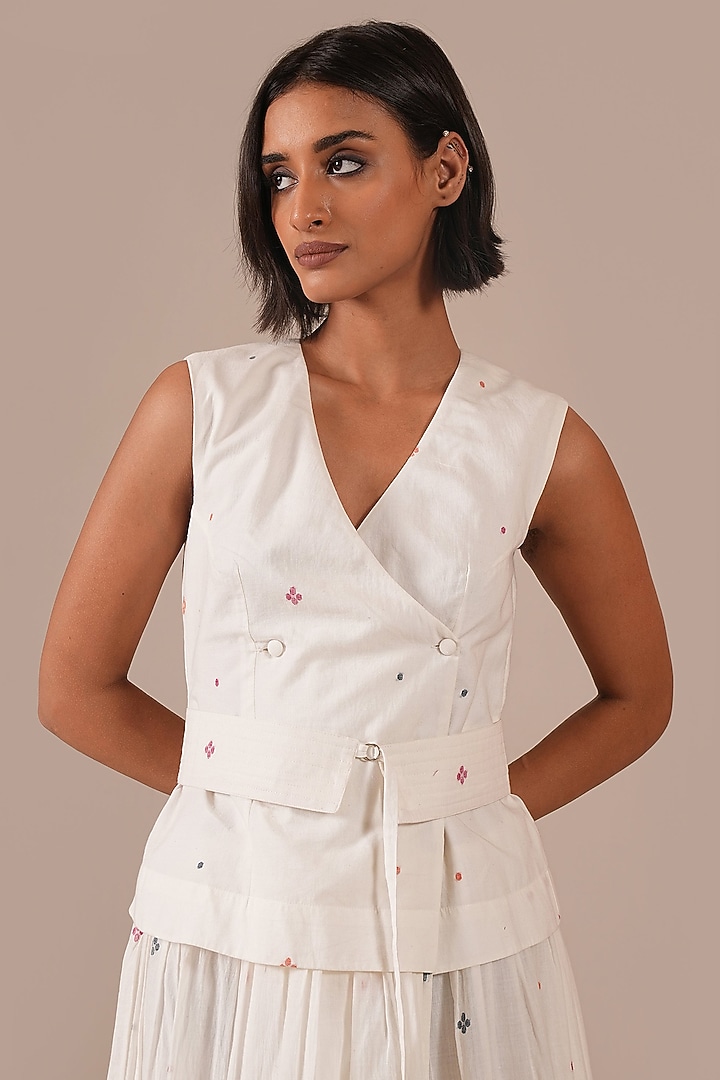 Ivory Cotton Double-Breasted Wrap Vacation Dress by Indigo Dreams at Pernia's Pop Up Shop