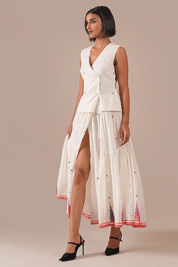 Ivory Cotton Double-Breasted Wrap Vacation Dress by Indigo Dreams at Pernia's Pop Up Shop