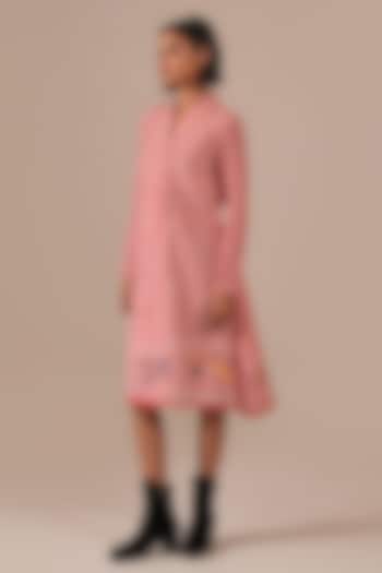 Red Handwoven Jamdani Jacket Summer Dress by Indigo Dreams at Pernia's Pop Up Shop