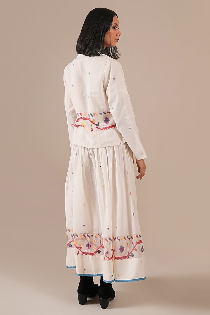Ivory Cotton & Handwoven Jamdani Skirt Set by Indigo Dreams at Pernia's Pop Up Shop