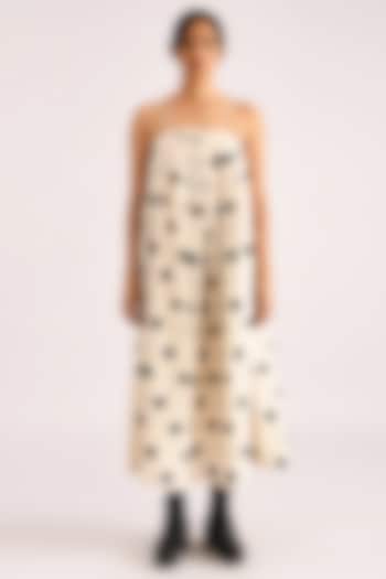 Ivory Polka Dot Printed Dress by Indigo Dreams