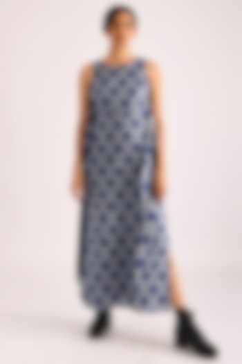 Grey & Blue Printed Summer Dress by Indigo Dreams at Pernia's Pop Up Shop