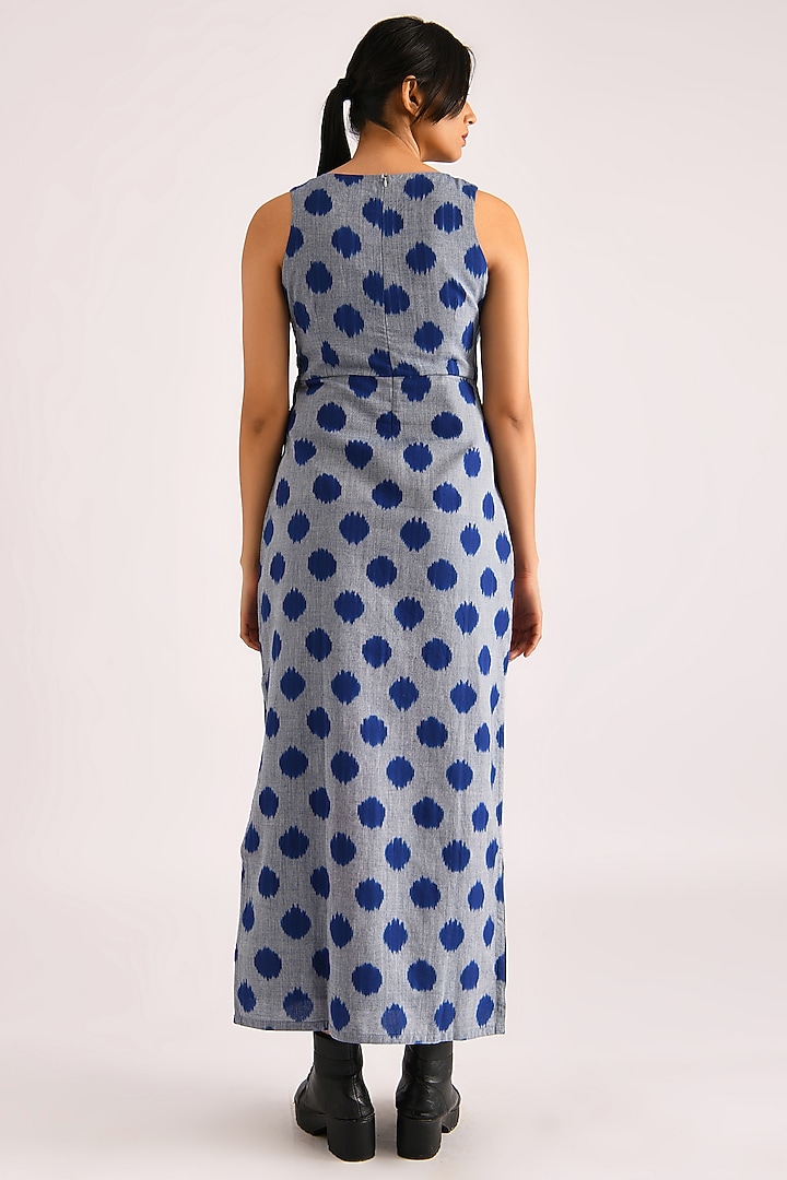 Grey & Blue Printed Summer Dress by Indigo Dreams at Pernia's Pop Up Shop