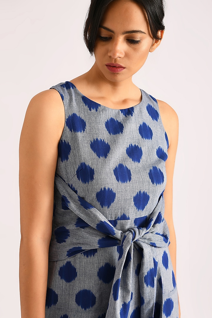 Grey & Blue Printed Summer Dress by Indigo Dreams at Pernia's Pop Up Shop
