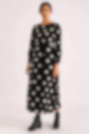 Black Printed Wrap Dress by Indigo Dreams at Pernia's Pop Up Shop