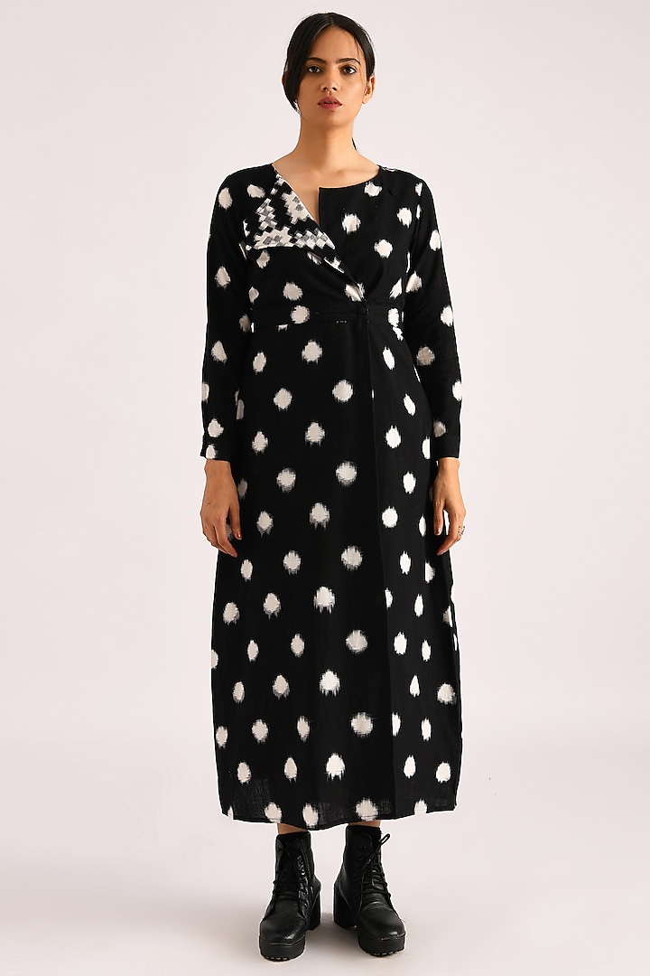 Black Printed Wrap Summer Dress by Indigo Dreams at Pernia's Pop Up Shop