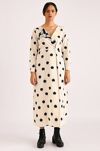 Ivory Printed Wrap Dress by Indigo Dreams