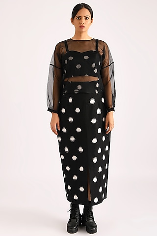 Black Printed Skirt Set by Indigo Dreams
