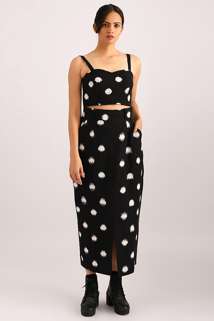 Black Printed Skirt Set by Indigo Dreams at Pernia's Pop Up Shop