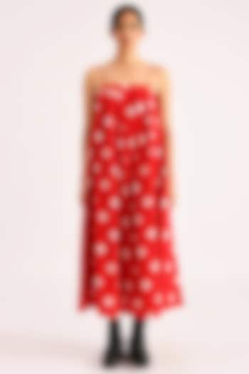 Red Polka Dot Printed Dress by Indigo Dreams