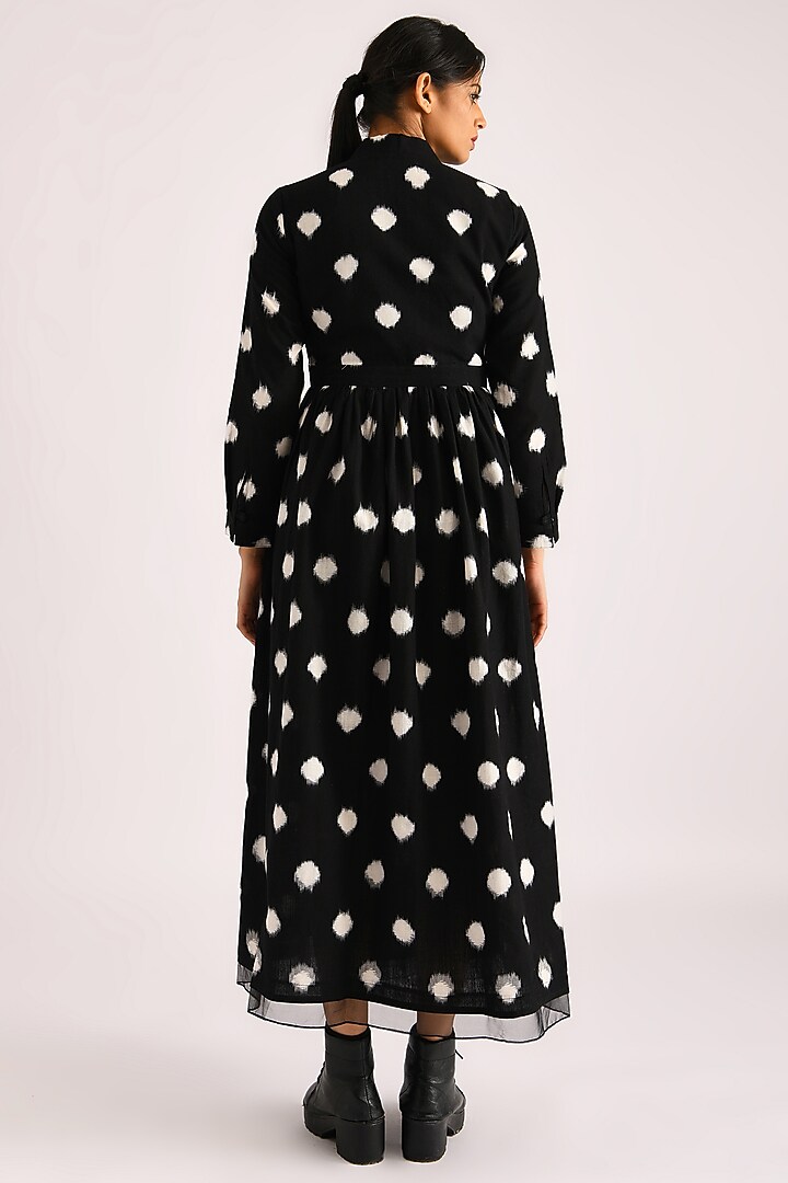 Black Handwoven Printed Wrap Summer Dress by Indigo Dreams at Pernia's Pop Up Shop