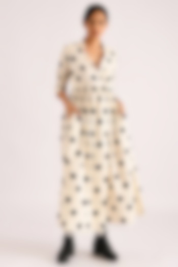 Ivory Handwoven Printed Wrap Dress by Indigo Dreams