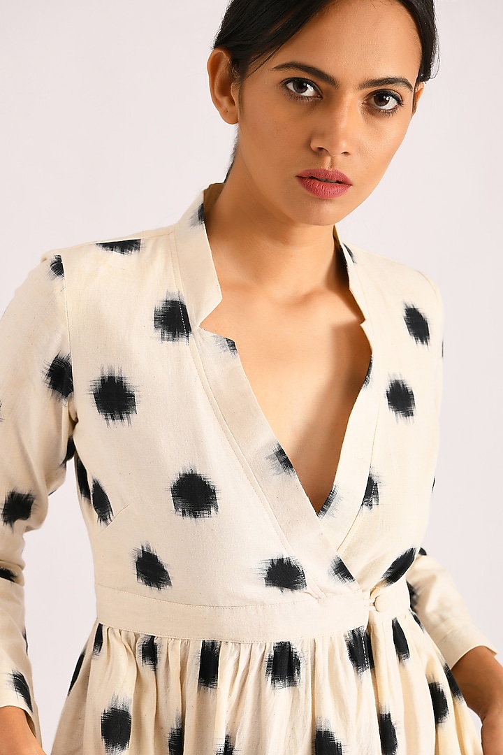 Ivory Handwoven Printed Wrap Summer Dress by Indigo Dreams at Pernia's Pop Up Shop