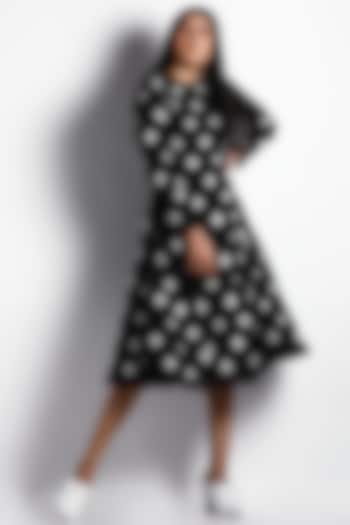Black Polka Dot Printed Dress by Indigo Dreams