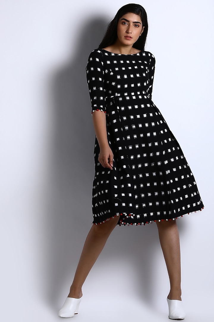 Black Printed Princess Cut Dress Design by Indigo Dreams at Pernia's ...