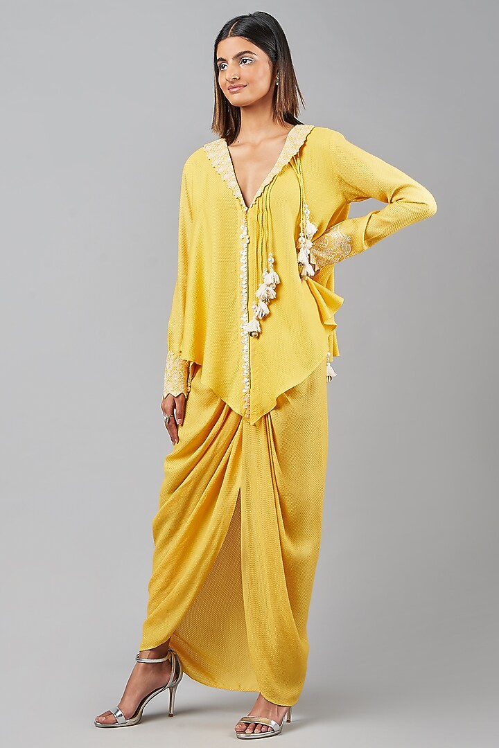 Yellow Rayon Flex Skirt Set by Inej at Pernia's Pop Up Shop