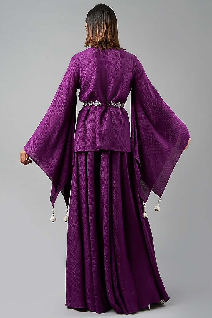 Purple Rayon Flex Sharara Set by Inej at Pernia's Pop Up Shop