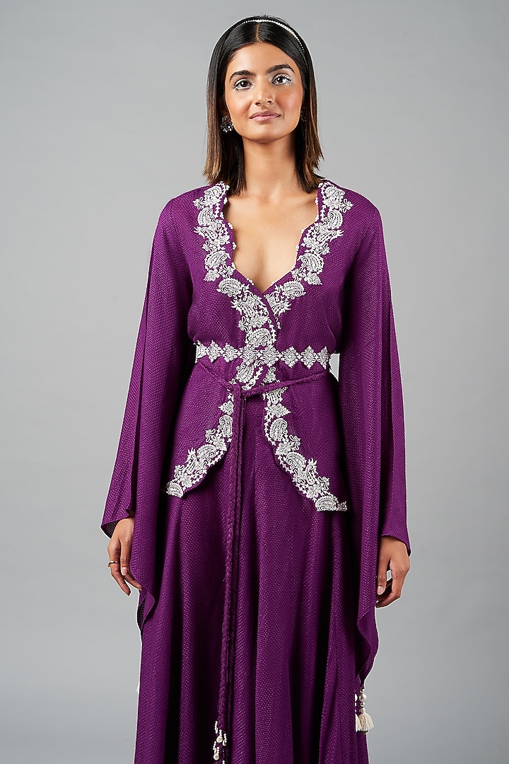 Purple Rayon Flex Sharara Set by Inej at Pernia's Pop Up Shop