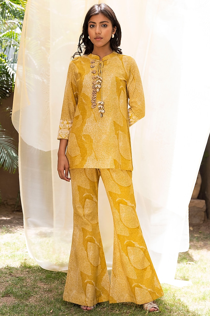 Mustard Embroidered Co-Ord Set by Inej