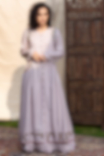 Mauve Aari Embroidered Party Wear Anarkali Set by Inej at Pernia's Pop Up Shop