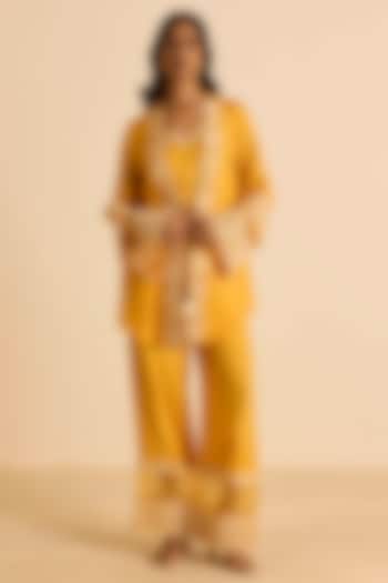 Orange Cotton Silk & Organza Dori Embroidered Co-Ord Set by Inej at Pernia's Pop Up Shop